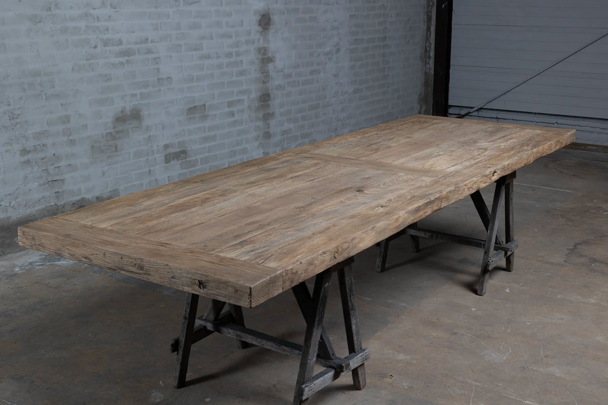 Höhenverstellbare Industrie Design Tisch – Alter Eiche – IND736