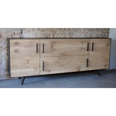 Credenza | dressoir, oud eiken gecombineerd met staal