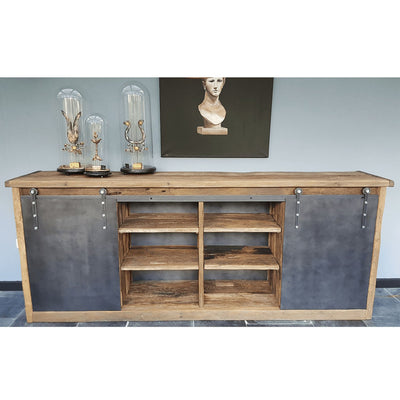 Industrieel dressoir D002 gemaakt van oud eikenhout en staal