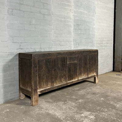 Rustikales chinesisches Sideboard – schwarzem Ulmenholz | 5 Türen D033