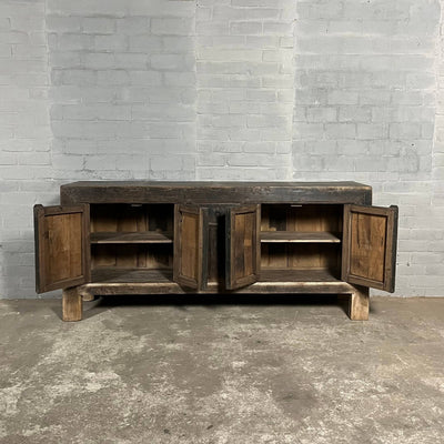 Rustikales chinesisches Sideboard – schwarzem Ulmenholz | 5 Türen D033