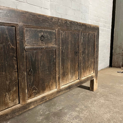 Rustikales chinesisches Sideboard – schwarzem Ulmenholz | 5 Türen D033