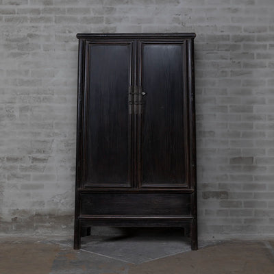 Alter chinesischer Schrank schwarz – Ulmenholz | 2-türig – D037