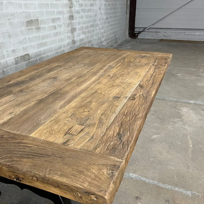 Industriedesign Eiche Couchtisch mit Stahltischbeine – DT38