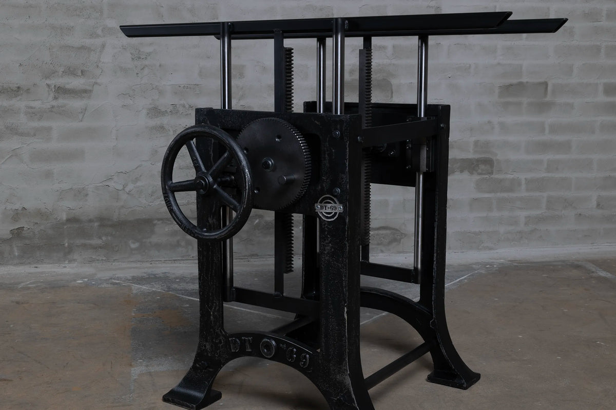 Hoogte verstelbaar tafel onderstel closeup van mechanisme