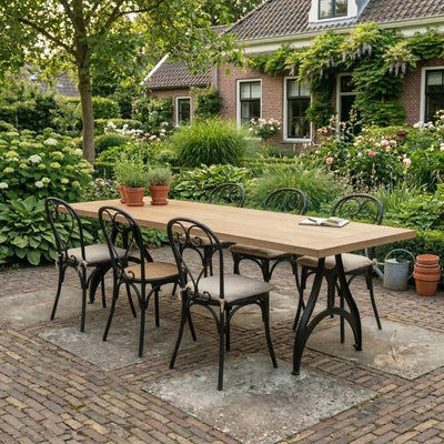 Gartentisch aus Holz nach Maß – Tischbeine aus Gusseisen – T21
