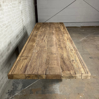 Esstisch höhenverstellbar industrie Design – Tischplatte aus alter Eiche – Limited Edition