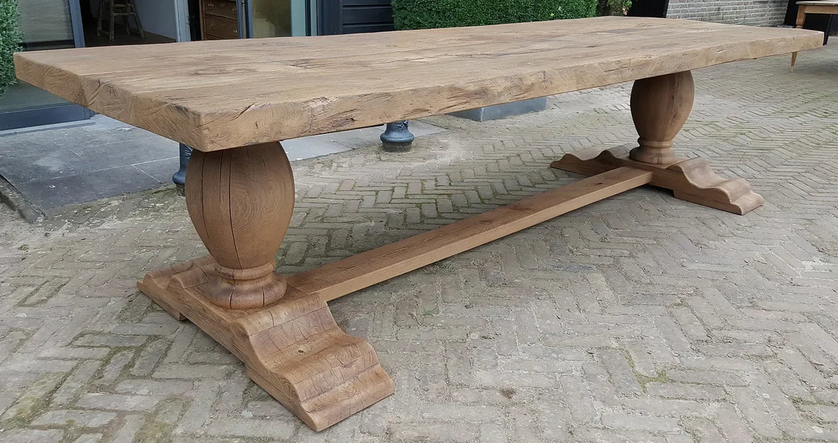 Massiv Eiche Klostertisch in Landhausstil 7cm dick – Tiron – Z001