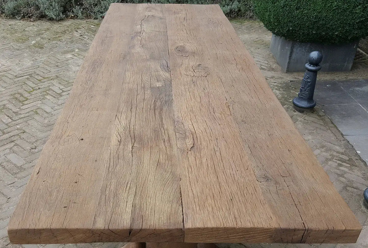 Massiv Eiche Klostertisch in Landhausstil 7cm dick – Tiron – Z001