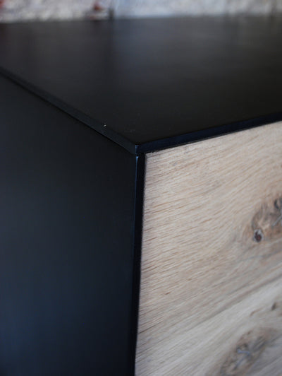 Credenza | Kommode, Altholz Eiche kombiniert mit Stahl