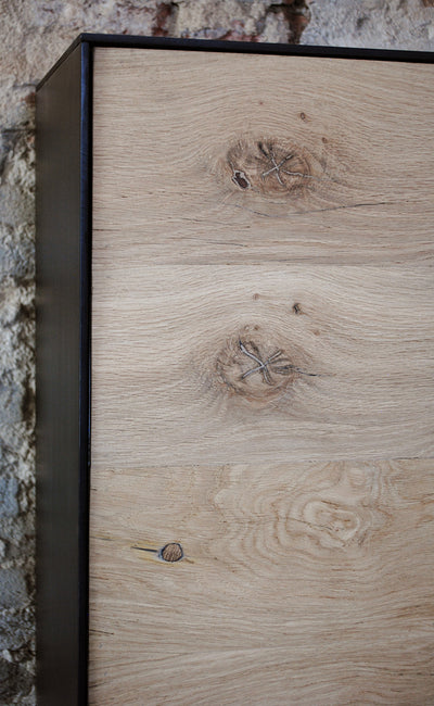 Credenza | Kommode, Altholz Eiche kombiniert mit Stahl
