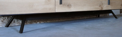 Credenza | Kommode, Altholz Eiche kombiniert mit Stahl