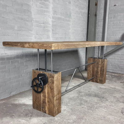 hoogte-verstelbare-eettafel-zonverbrand-oud-eiken-onderstel-7cm-dik-tafelblad-z015-01